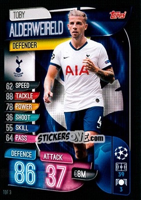 Sticker Toby Alderweireld - UEFA Champions League 2019-2020. Match Attax. Germany n. TOT3 - Topps