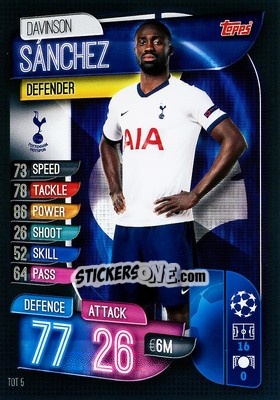 Sticker Davinson Sanchez - UEFA Champions League 2019-2020. Match Attax. Germany n. TOT5 - Topps