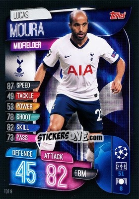 Sticker Lucas Moura - UEFA Champions League 2019-2020. Match Attax. Germany n. TOT8 - Topps