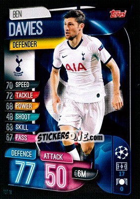 Sticker Ben Davies - UEFA Champions League 2019-2020. Match Attax. Germany n. TOT13 - Topps