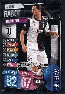 Sticker Adrien Rabiot - UEFA Champions League 2019-2020. Match Attax. Germany n. JUV9 - Topps