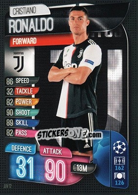 Sticker Cristiano Ronaldo - UEFA Champions League 2019-2020. Match Attax. Germany n. JUV12 - Topps