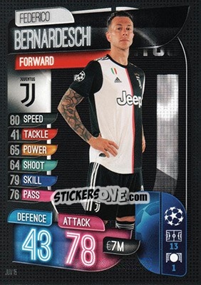 Sticker Federico Bernardeschi - UEFA Champions League 2019-2020. Match Attax. Germany n. JUV15 - Topps