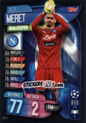 Sticker Alex Meret - UEFA Champions League 2019-2020. Match Attax. Germany n. NAP2 - Topps
