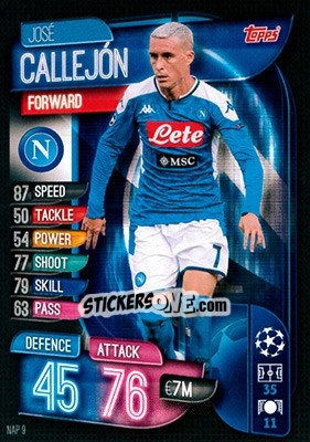 Sticker José Callejón - UEFA Champions League 2019-2020. Match Attax. Germany n. NAP9 - Topps