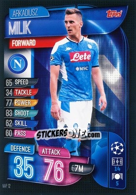 Sticker Arkadiusz Milik - UEFA Champions League 2019-2020. Match Attax. Germany n. NAP12 - Topps