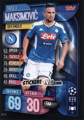 Sticker Nikola Maksimovic - UEFA Champions League 2019-2020. Match Attax. Germany n. NAP15 - Topps