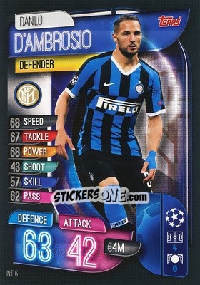 Sticker Danilo D'Ambrosio - UEFA Champions League 2019-2020. Match Attax. Germany - Topps