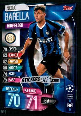 Sticker Nicolo Barella - UEFA Champions League 2019-2020. Match Attax. Germany n. INT16 - Topps