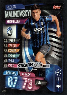 Sticker Ruslan Malinovskyi - UEFA Champions League 2019-2020. Match Attax. Germany n. ATA6 - Topps
