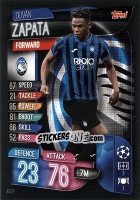 Sticker Duván Zapata - UEFA Champions League 2019-2020. Match Attax. Germany n. ATA12 - Topps
