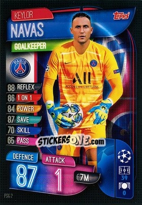 Sticker Keylor Navas - UEFA Champions League 2019-2020. Match Attax. Germany - Topps