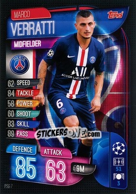 Sticker Marco Verratti - UEFA Champions League 2019-2020. Match Attax. Germany n. PSG7 - Topps