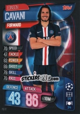 Sticker Edinson Cavani - UEFA Champions League 2019-2020. Match Attax. Germany n. PSG12 - Topps