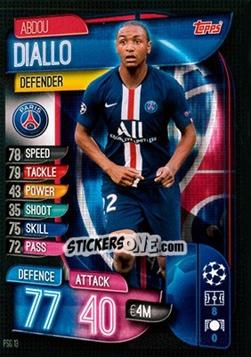 Sticker Abdou Diallo - UEFA Champions League 2019-2020. Match Attax. Germany n. PSG13 - Topps