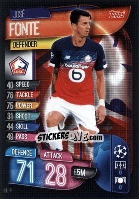 Sticker José Fonte - UEFA Champions League 2019-2020. Match Attax. Germany n. LIL4 - Topps