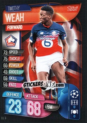 Cromo Timothy Weah - UEFA Champions League 2019-2020. Match Attax. Germany - Topps