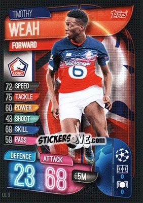 Sticker Timothy Weah - UEFA Champions League 2019-2020. Match Attax. Germany n. LIL9 - Topps