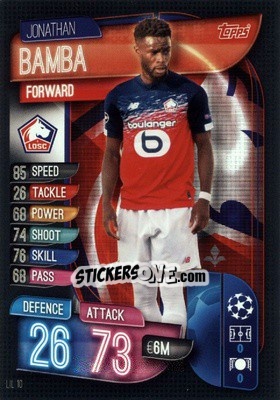 Sticker Jonathan Bamba - UEFA Champions League 2019-2020. Match Attax. Germany n. LIL10 - Topps