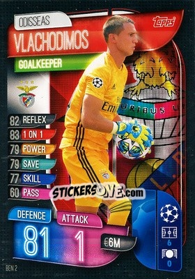 Cromo Odisseas Vlachodimos - UEFA Champions League 2019-2020. Match Attax. Germany n. BEN2 - Topps