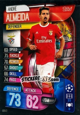 Sticker André Almeida - UEFA Champions League 2019-2020. Match Attax. Germany - Topps
