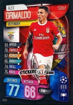 Sticker Alex Grimaldo - UEFA Champions League 2019-2020. Match Attax. Germany n. BEN6 - Topps