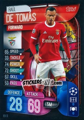 Sticker Raul De Tomas - UEFA Champions League 2019-2020. Match Attax. Germany - Topps