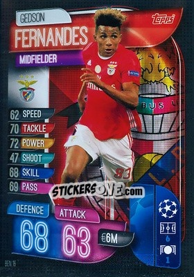 Sticker Gedson Fernandes - UEFA Champions League 2019-2020. Match Attax. Germany n. BEN16 - Topps