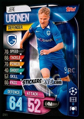 Sticker Jere Uronen - UEFA Champions League 2019-2020. Match Attax. Germany n. GEN5 - Topps