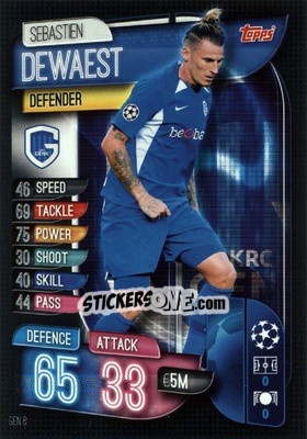 Sticker Sebastien Dewaest - UEFA Champions League 2019-2020. Match Attax. Germany n. GEN6 - Topps