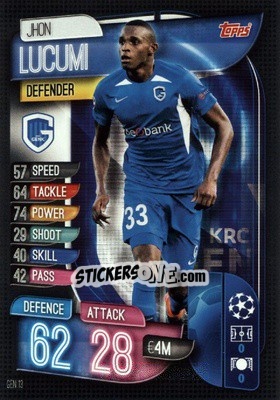 Sticker Jhon Lucumi - UEFA Champions League 2019-2020. Match Attax. Germany n. GEN13 - Topps