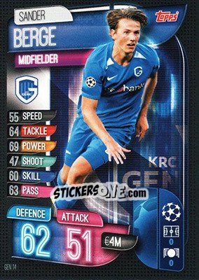 Sticker Sander Berge - UEFA Champions League 2019-2020. Match Attax. Germany n. GEN14 - Topps