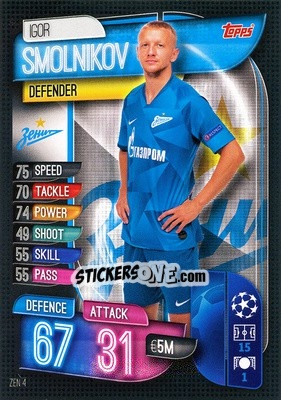 Sticker Igor Smolnikov - UEFA Champions League 2019-2020. Match Attax. Germany n. ZEN4 - Topps