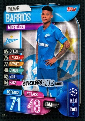 Sticker Wilmar Barrios - UEFA Champions League 2019-2020. Match Attax. Germany n. ZEN5 - Topps