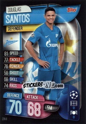 Sticker Douglas Santos - UEFA Champions League 2019-2020. Match Attax. Germany n. ZEN6 - Topps