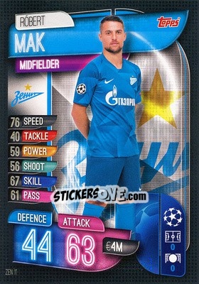 Sticker Róbert Mak - UEFA Champions League 2019-2020. Match Attax. Germany n. ZEN11 - Topps