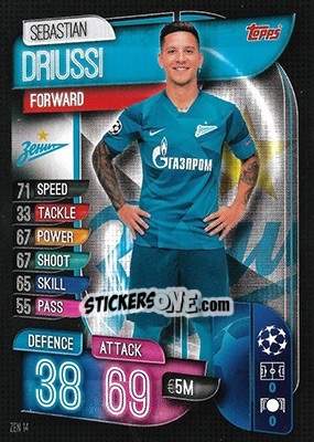 Sticker Sebastián Driussi - UEFA Champions League 2019-2020. Match Attax. Germany n. ZEN14 - Topps