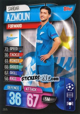 Sticker Sardar Azmoun - UEFA Champions League 2019-2020. Match Attax. Germany n. ZEN15 - Topps