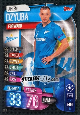 Cromo Artem Dzyuba - UEFA Champions League 2019-2020. Match Attax. Germany - Topps