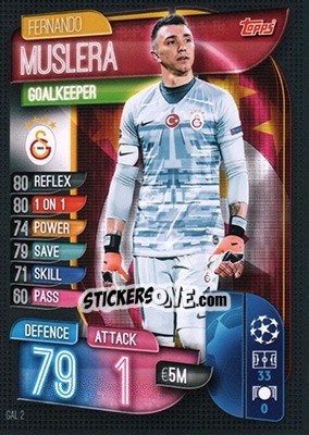 Sticker Fernando Muslera - UEFA Champions League 2019-2020. Match Attax. Germany n. GAL2 - Topps