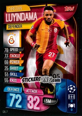 Sticker Christian Luyindama - UEFA Champions League 2019-2020. Match Attax. Germany n. GAL7 - Topps