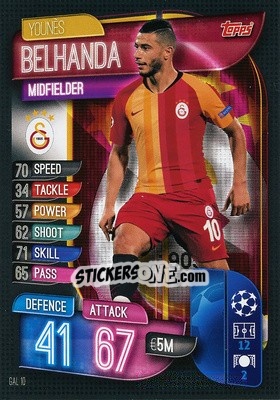 Sticker Younes Belhanda - UEFA Champions League 2019-2020. Match Attax. Germany - Topps