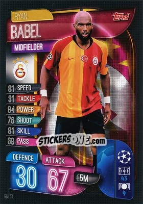 Sticker Ryan Babel - UEFA Champions League 2019-2020. Match Attax. Germany n. GAL13 - Topps