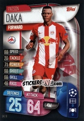 Sticker Patson Daka - UEFA Champions League 2019-2020. Match Attax. Germany n. SAL16 - Topps