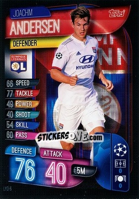 Sticker Joachim Andersen - UEFA Champions League 2019-2020. Match Attax. Germany n. LYO6 - Topps