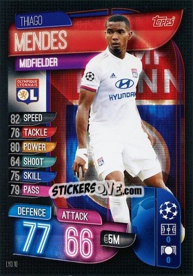 Sticker Thiago Mendes - UEFA Champions League 2019-2020. Match Attax. Germany n. LYO10 - Topps