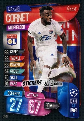 Sticker Maxwel Cornet - UEFA Champions League 2019-2020. Match Attax. Germany n. LYO12 - Topps