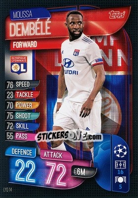 Sticker Moussa Dembélé - UEFA Champions League 2019-2020. Match Attax. Germany n. LYO14 - Topps