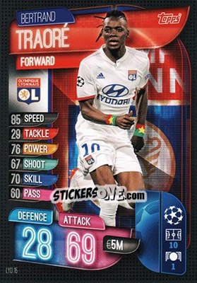Sticker Bertrand Traoré - UEFA Champions League 2019-2020. Match Attax. Germany n. LYO15 - Topps