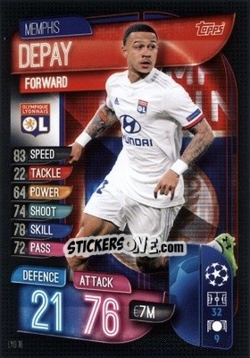Sticker Memphis Depay - UEFA Champions League 2019-2020. Match Attax. Germany n. LYO16 - Topps